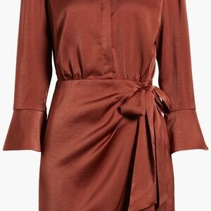 NWT Vince Camuto Satin Overlap Shirtdress - Copper - Size 12